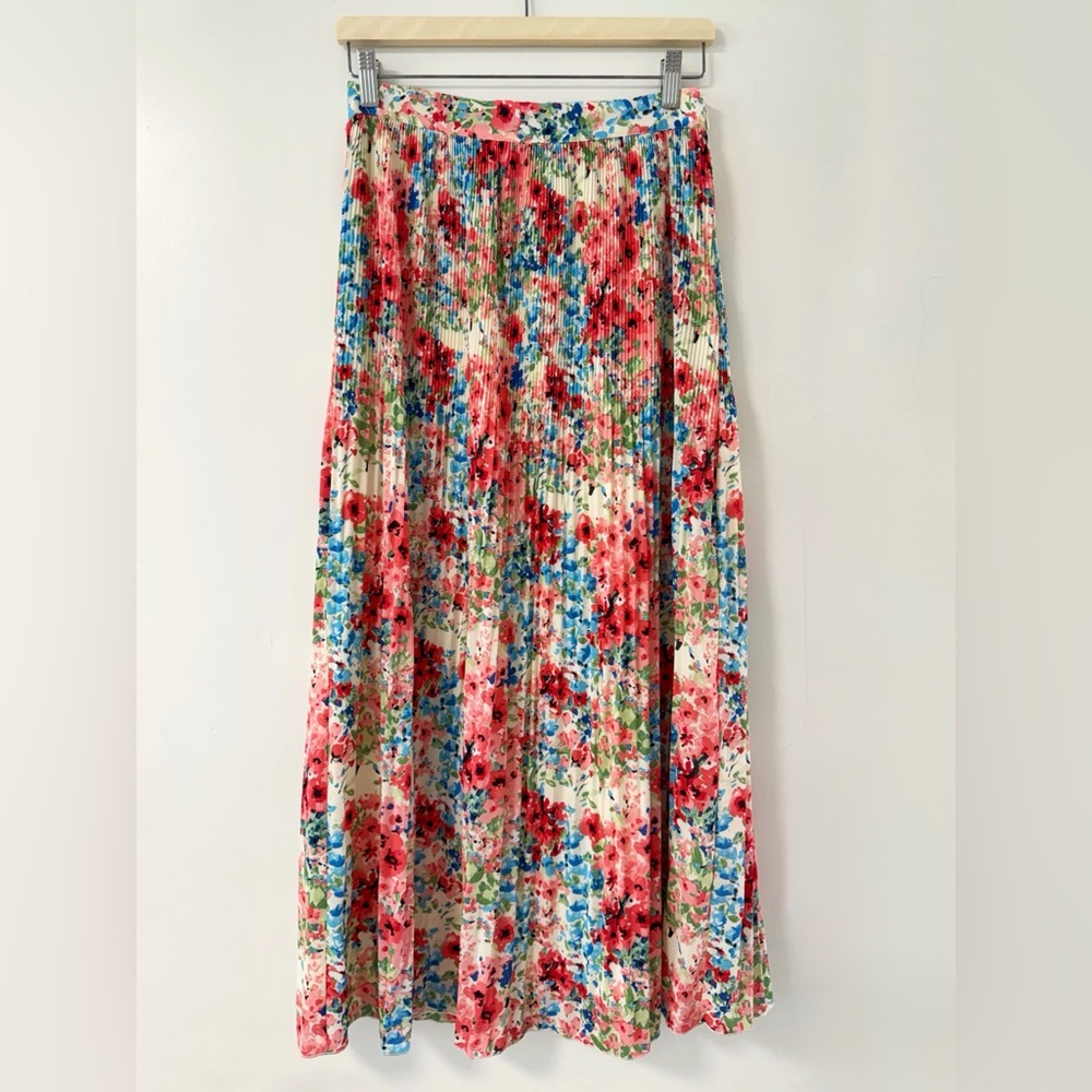 Floral Pleated Maxi Skirt